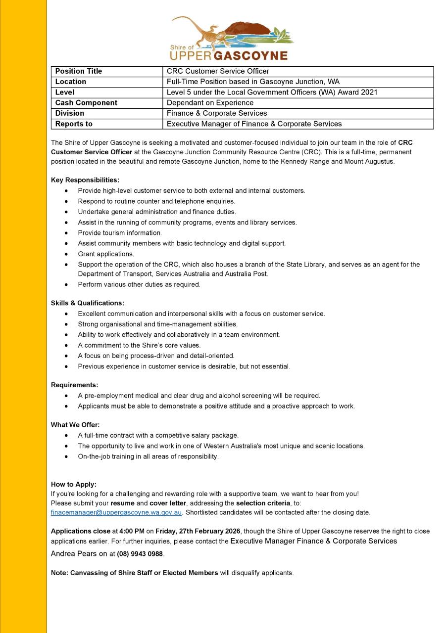 CRC Customer Service Officer 