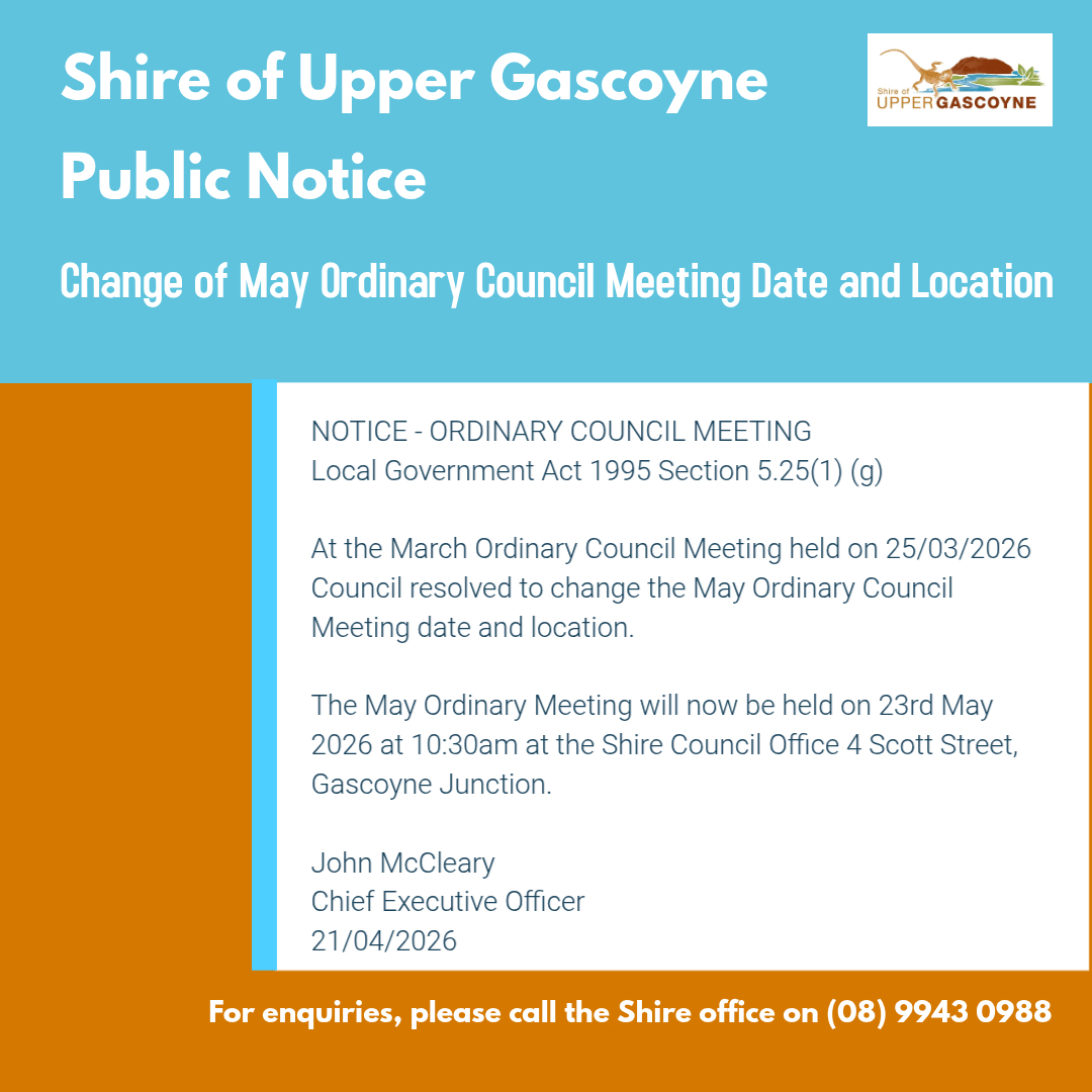 Change of May Ordinary Council Meeting 