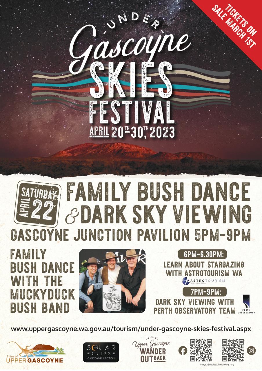 Family Bush Dance and Dark Sky Viewing Mucky Duck Band Under Gascoyne Skies Event Gascoyne Junction Shire of Upper Gascoyne 22 April 2023
