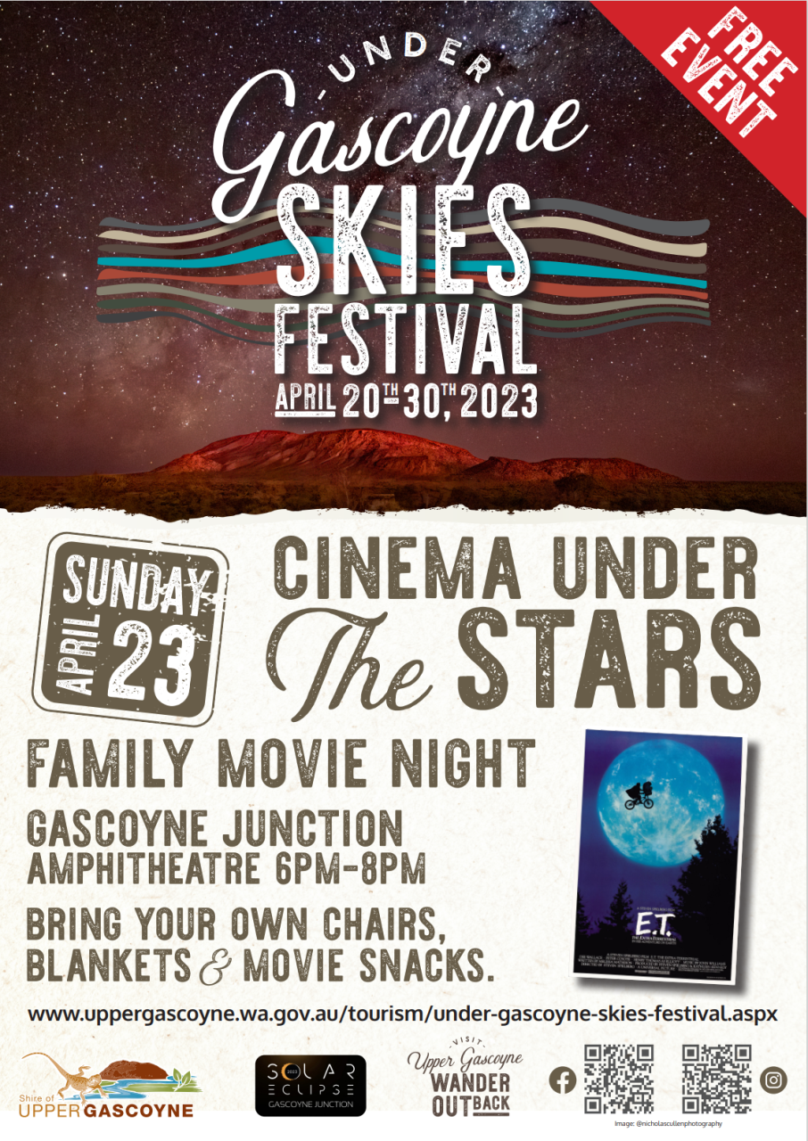 Cinema Under the Stars Under Gascoyne Skies Gascoyne Junction Sunday April 23 2023