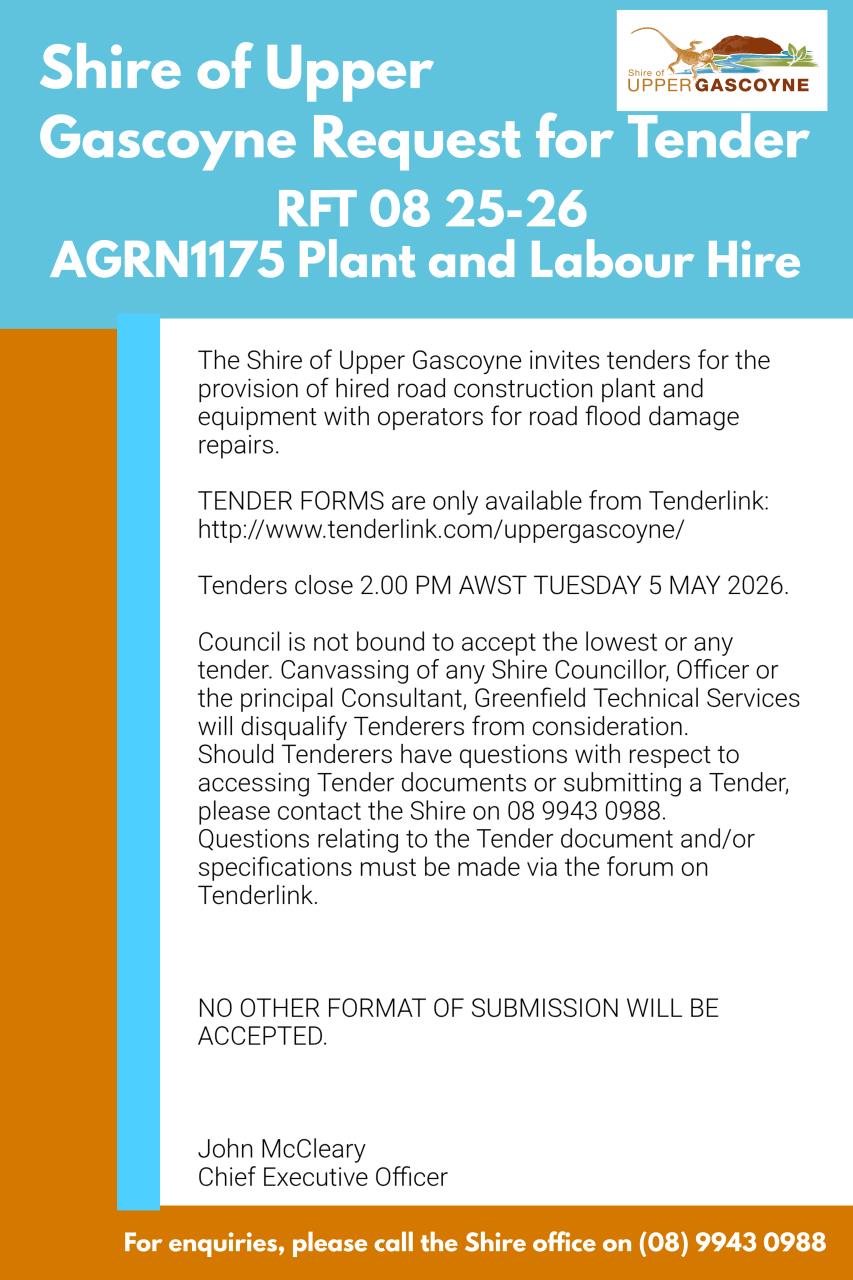 Request for Tender RFT 08 25-26 AGRN1175