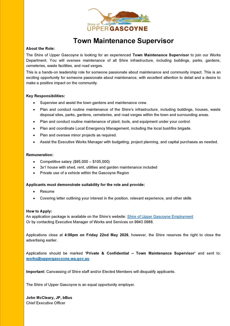 Town Maintenance Supervisor 