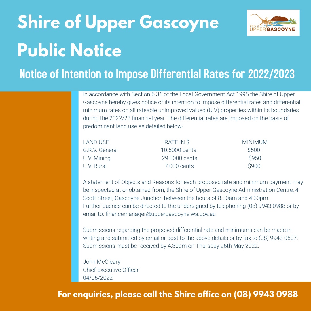 Notice of Intention to Impose Differential Rates for 2022/2023