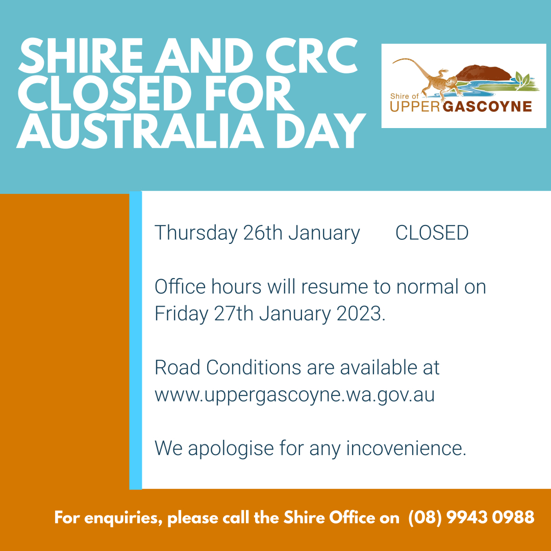 Australia Day Public Holiday Closure Thursday 26 January